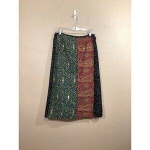 VTG Womens Embellished Floral Paisley Print Wrap Skirt L Boho Hippie Festival